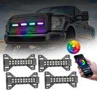 🚗 akd part rgb grille lights 4 pack - multi-color front grille led lighting kit for tacoma trd pro truck raptor grille - bluetooth app control logo