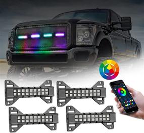 img 4 attached to 🚗 AKD Part RGB Grille Lights 4 Pack - Multi-color Front Grille LED Lighting Kit for Tacoma TRD PRO Truck Raptor Grille - Bluetooth APP Control