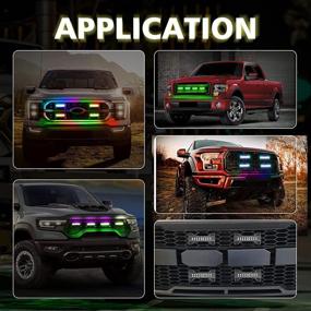 img 1 attached to 🚗 AKD Part RGB Grille Lights 4 Pack - Multi-color Front Grille LED Lighting Kit for Tacoma TRD PRO Truck Raptor Grille - Bluetooth APP Control