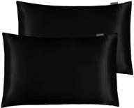 🌙 stonecrest satin pillowcase set - 2 soft breathable queen standard size silky satin pillowcases for hair and skin care (black, 20 x 30") logo