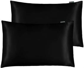 img 4 attached to 🌙 STONECREST Satin Pillowcase Set - 2 Soft Breathable Queen Standard Size Silky Satin Pillowcases for Hair and Skin Care (Black, 20 x 30")