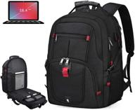 black 18.4 inch waterproof laptop backpack: extra large tsa travel backpack with anti-theft features, usb charging port, and gaming computer compatibility - ideal for college, school, business, and men/women logo