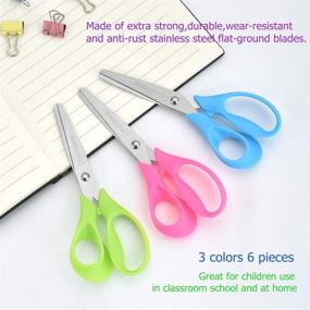 img 3 attached to OneName Left-Handed Kids Scissors 6 Pack - 5 Inch Left Hand Scissors for Children, School Student Scissors with Stainless Steel Sharp Blade, Soft Comfort-Grip Handles, Blunt Lefty Safety Scissors for Kid's Crafts and Scissor Work