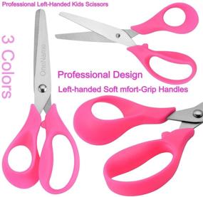 img 1 attached to OneName Left-Handed Kids Scissors 6 Pack - 5 Inch Left Hand Scissors for Children, School Student Scissors with Stainless Steel Sharp Blade, Soft Comfort-Grip Handles, Blunt Lefty Safety Scissors for Kid's Crafts and Scissor Work