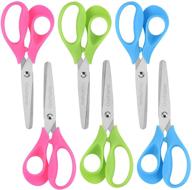 onename left-handed kids scissors 6 pack - 5 inch left hand scissors for children, school student scissors with stainless steel sharp blade, soft comfort-grip handles, blunt lefty safety scissors for kid's crafts and scissor work logo