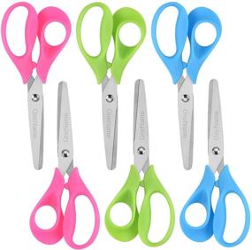 img 4 attached to OneName Left-Handed Kids Scissors 6 Pack - 5 Inch Left Hand Scissors for Children, School Student Scissors with Stainless Steel Sharp Blade, Soft Comfort-Grip Handles, Blunt Lefty Safety Scissors for Kid's Crafts and Scissor Work