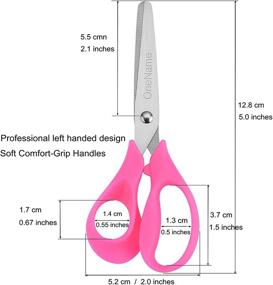 img 2 attached to OneName Left-Handed Kids Scissors 6 Pack - 5 Inch Left Hand Scissors for Children, School Student Scissors with Stainless Steel Sharp Blade, Soft Comfort-Grip Handles, Blunt Lefty Safety Scissors for Kid's Crafts and Scissor Work