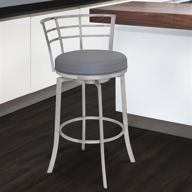 🪑 stylish and functional grey faux leather swivel barstool by armen living: viper 26&quot; counter height with brushed stainless steel finish logo