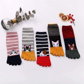 img 3 attached to 🧦 ZAKASA Women's Toe Sock Cotton Five Finger Running Ankle Novelty Socks (Animal Cat, US Shoe Size 6-9): A Perfect Fit for Active Women!