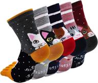 🧦 zakasa women's toe sock cotton five finger running ankle novelty socks (animal cat, us shoe size 6-9): a perfect fit for active women! логотип