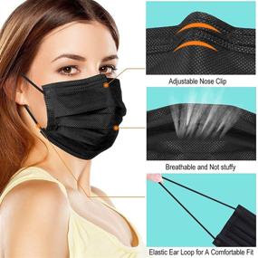 img 2 attached to 🎭 100Pcs Disposable Black Face Masks: Stylish and Protective Masks for Men & Women