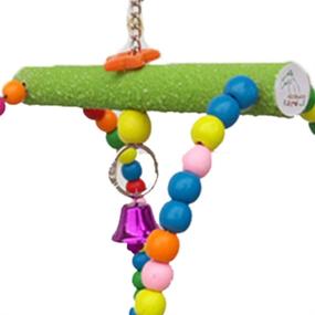 img 1 attached to 🦜 Colorful & Durable Wood Bird Swing Toy for Various Pet Birds: Parrots, Parakeets, Cockatiels, Conures, Cockatoos, African Greys, Macaws, Eclectus, Amazons, Lovebirds, Finches, Canaries, Budgies & More! Essential Cage Perch Stand