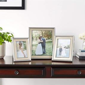 img 1 attached to 🖼️ Stylish & Versatile: Lawrence Frames 8x10 Silver Plated Metal Picture Frame with Brushed Gold Inner Panel