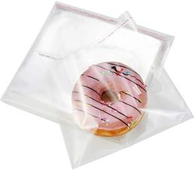 img 4 attached to 🍪 200/1 Pack 6x5 Thick Clear Resealable Cello Self Adhesive Seal Bags for Packaging Bakery Cookies, Cards, and Gifts - Cellophane Poly Bags