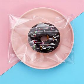 img 1 attached to 🍪 200/1 Pack 6x5 Thick Clear Resealable Cello Self Adhesive Seal Bags for Packaging Bakery Cookies, Cards, and Gifts - Cellophane Poly Bags