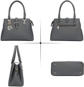 img 3 attached to 👜 KKXIU 3-Compartment Elegant Women's Handbag: Satchel Purses in Vegan Leather, Top Handle Shoulder Bag