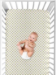 img 1 attached to Gold and White Polka Dot Fitted Crib Sheet by Sweet Jojo Designs for Amelia Baby/Toddler Bedding