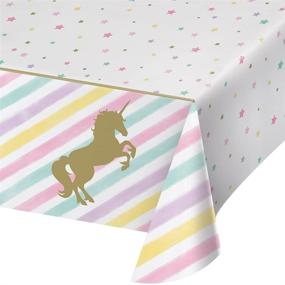 img 3 attached to 🦄 Unicorn Sparkle All Over Print Plastic Tablecover by Creative Converting - Multi Color, One Size