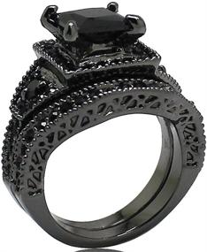 img 3 attached to 💍 Jude Jewelers Black Princess Cut Wedding Engagement Ring Bridal Halo Anniversary Propose – Available in Sizes 4-15