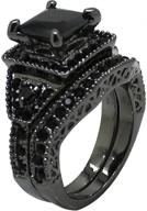 💍 jude jewelers black princess cut wedding engagement ring bridal halo anniversary propose – available in sizes 4-15 logo