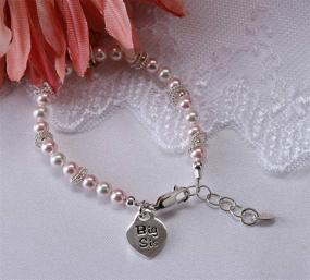 img 2 attached to 👭 High Quality Children's Sterling Silver "Big Sis" or "Lil Sis" Bracelet with Simulated Pink Pearls - Perfect Matching Sisters Jewelry