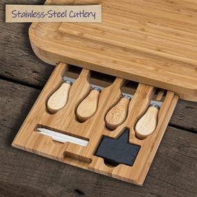 img 3 attached to 🧀 The Perfectly Crafted Natural Bamboo Charcuterie Board Set - Elevate Your Entertaining Game!