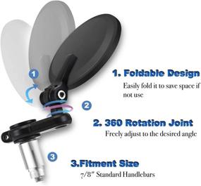 img 2 attached to 🔵 Универсальные зеркала для мотоцикла Trkimal с синими ручками искривления заднего вида - 3-дюймовые круглые складные боковые концевые зеркала с антибликовым покрытием для улицы, спортивного скутера, чоппера и круизера.