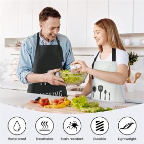img 3 attached to 👨 FLYKEPER 2 Pack Adjustable Kitchen Cooking Aprons: Waterproof, 2 Pockets, Chef's Apron for Men and Women