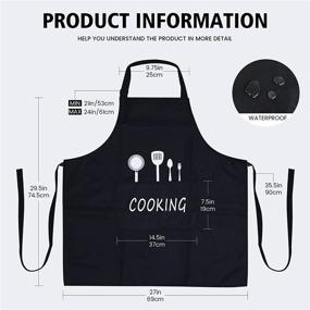 img 2 attached to 👨 FLYKEPER 2 Pack Adjustable Kitchen Cooking Aprons: Waterproof, 2 Pockets, Chef's Apron for Men and Women