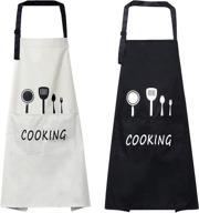 👨 flykeper 2 pack adjustable kitchen cooking aprons: waterproof, 2 pockets, chef's apron for men and women логотип