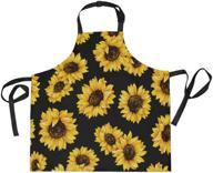 agona kitchen bib apron – cafe bbq, extra long ties, adjustable neck, sunflower pattern логотип