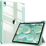 fintie hybrid slim case for ipad air 4th generation 2020 - [built-in pencil holder] shockproof cover with clear transparent back shell logo