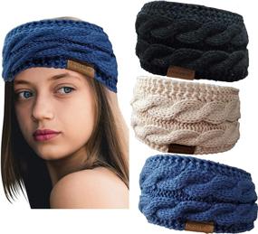 img 4 attached to ❄️ Novarena Cable Knit Faux Fur Pom Beanie with Fleece Lining - Thick and Cozy Skull Cap