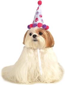 img 4 attached to Pet Birthday Hat with Ruby Red and Purple Paw Prints