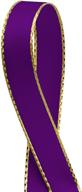 🎀 premium plum double faced satin ribbon with gold edges, 3/8" x 50 yards - luxurious ribbon for crafting and gift wrapping logo