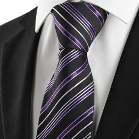 img 3 attached to KissTies Mens Striped Necktie Black Men's Accessories in Ties, Cummerbunds & Pocket Squares