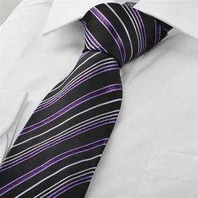 img 2 attached to KissTies Mens Striped Necktie Black Men's Accessories in Ties, Cummerbunds & Pocket Squares