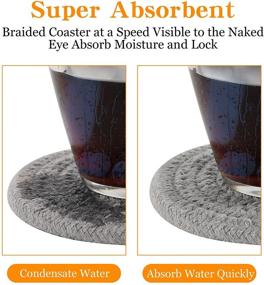 img 2 attached to 🍻 Vintage Braided Fabric Drink Coasters: 4Pcs Handmade, Heat-Resistant (4.3 in.), Table Protection + Housewarming Gift