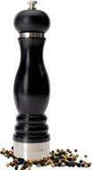 🌶️ ergonomic wooden pepper grinder mill - 8 inch classic manual mill with adjustable coarseness - premium carbon steel mechanism - black beech wood logo