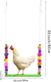 img 3 attached to 🐔 2-Pack of NewMoo Natural Wooden Chicken Swing Toys - Colorful Chicken Stand & Bird Swing for Chicken Coop Accessories, Hens, Medium & Large Birds, Parrot Training