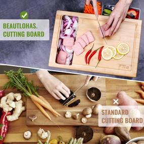 img 2 attached to 🔪 Multifunctional Bamboo Cutting Board: Includes 4 Containers, 4 Graters, and 6 Bowl Lids - Splash-proof Juice Groove & Butcher Block for Quick Food-prep/Storage