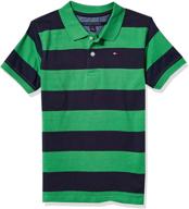 👕 tommy hilfiger boys' short sleeve wide stripe polo: stylish & comfortable choice for young boys logo