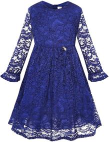 img 2 attached to 👗 Blue Lace A-Line Long Sleeve Kid Dress by Bonny Billy