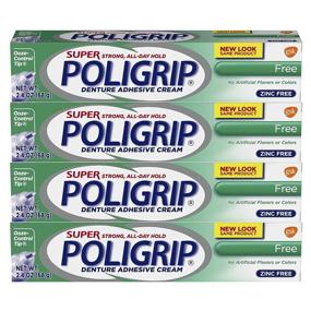 img 4 attached to 💪 Super Poligrip Zinc Free Denture and Partials Adhesive Cream: Pack of 4, 2.4 oz - Effective Oral Care Solution