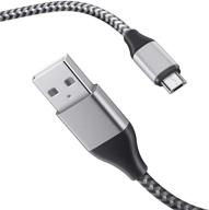 кабель micro usb 10 футов, 2 штуки, быстрая зарядка для galaxy s6 s7/edge, контроллера ps4 и другое - плетеный нейлоновый кабель для android логотип