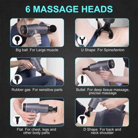 img 3 attached to Quiet Electric Massage Gun, Powerful Deep Tissue Massager, 6-Head 20-Speed Body Muscle Massager Gun for Pain Relief in Shoulders, Neck, Back, Legs, and Arms (Gray)