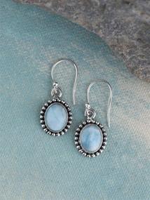 img 2 attached to 📿 1.25-Inch Oval Natural Larimar Dangling Earrings for Women or Girls - YoTreasure 925 Sterling Silver Gemstone Jewelry