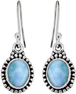 📿 1.25-inch oval natural larimar dangling earrings for women or girls - yotreasure 925 sterling silver gemstone jewelry logo