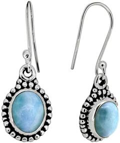 img 1 attached to 📿 1.25-Inch Oval Natural Larimar Dangling Earrings for Women or Girls - YoTreasure 925 Sterling Silver Gemstone Jewelry