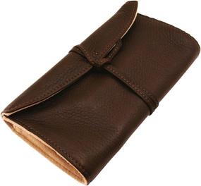 img 4 attached to 5-Pocket Dark Brown Cowhide Pilot Pensemble Roll Pen Case